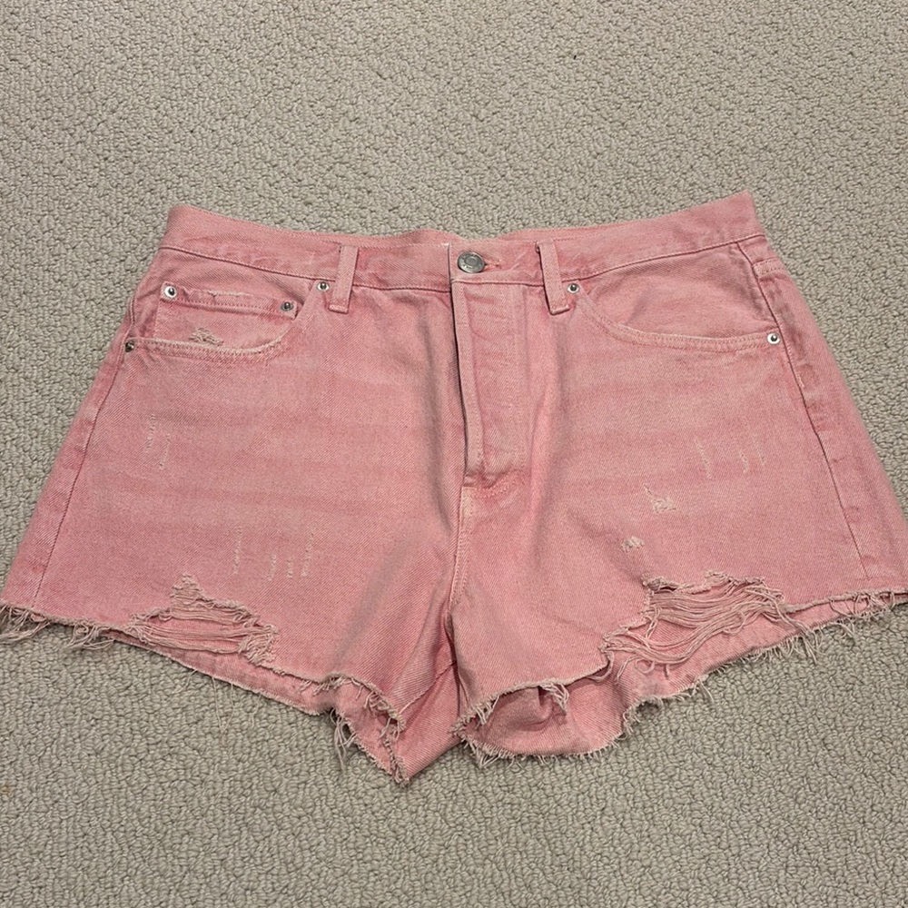 Z Supply Pink Distressed Jean Shorts Raw Hem